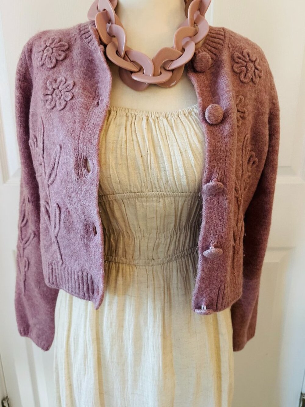Jessica Simpson Mauve Floral Button-Up Cardigan | Fits Like XS